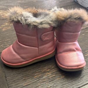 Pink Faux Fur Lined Baby Boots